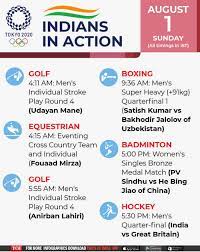 india in olympics 2021 today schedule